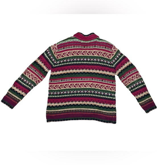 Vintage Heirloom Collectibles Red Nordic Knit Zip Up Cardigan Sweater 90’s Y2K - Picture 3 of 9